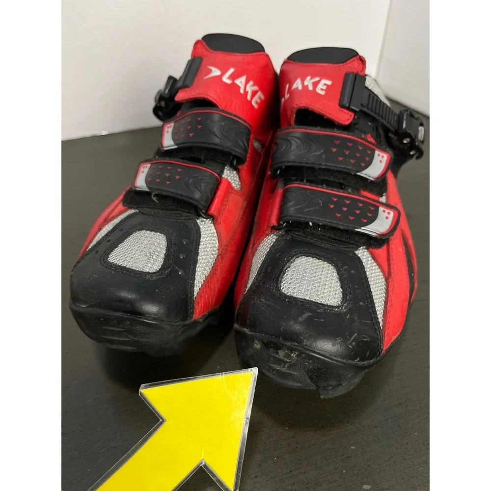 Lake Cycling Shoes Mens‎ size 10 US Red Black Mesh Mountain Bike Bicycle Clip In